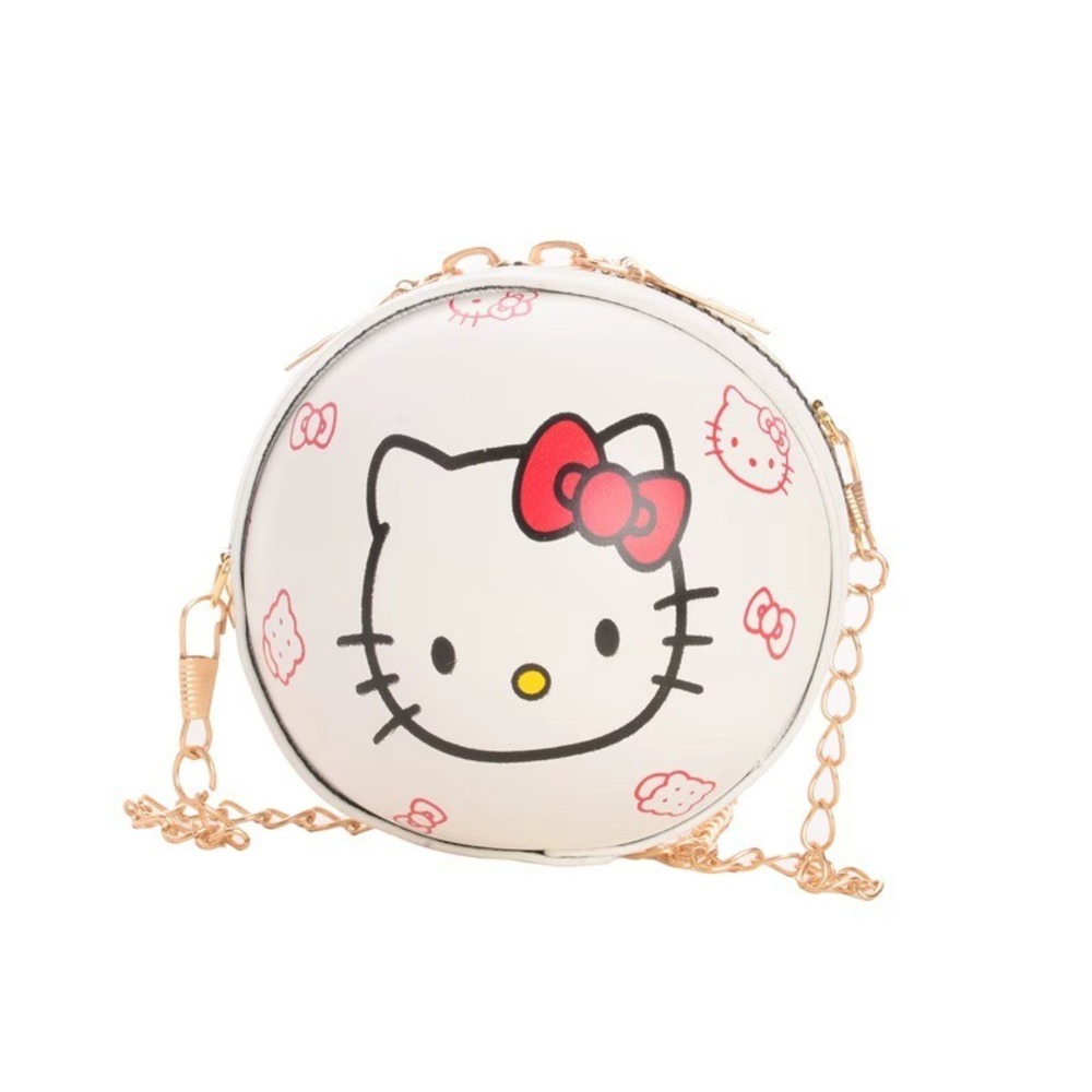 Hello Kitty White Round Crossbody Bag Gold Chain Shoulder Purse New